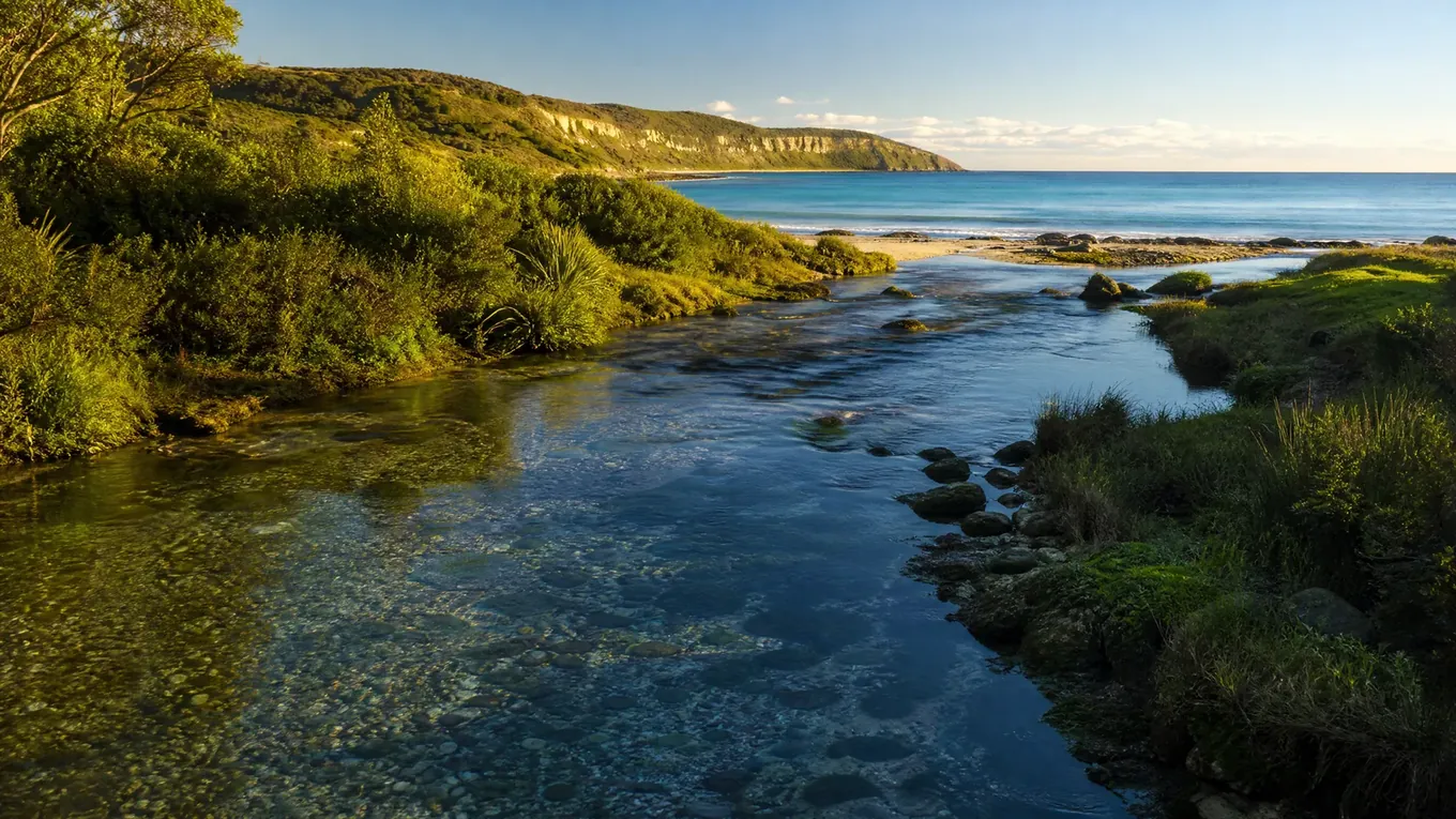 Pristine waterway flowing into the ocean — representing the environmental case for mercury-safe dentistry